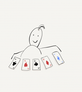 Card player holding 5 aces, representing the 5 prerequisutes