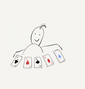 Card player holding 5 aces, representing the 5 prerequisutes