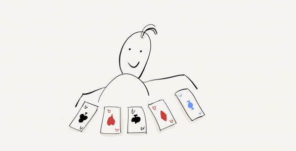 Card player holding 5 aces, representing the 5 prerequisutes
